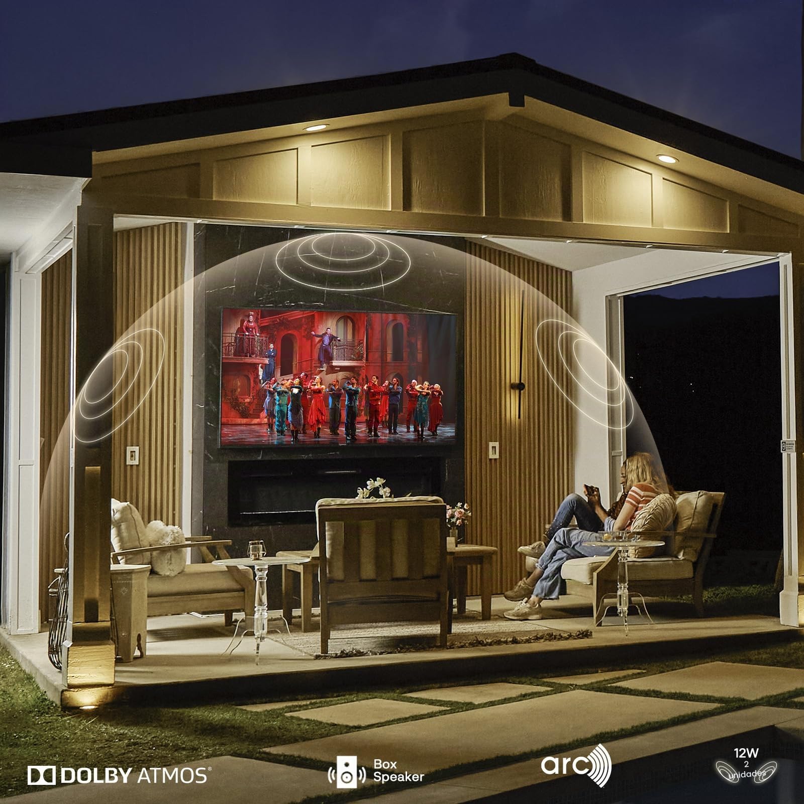 SYLVOX 65" Televisor de Exterior, 2000Nits Legible a la luz del Sol, 4K UHD Google TV, Dolby Atmos, DVB-T2/S2/C HEVC, IP55 Resistente Outdoor TV al Agua para Jardín, Terraza & Piscina (Pool Pro 2.0)