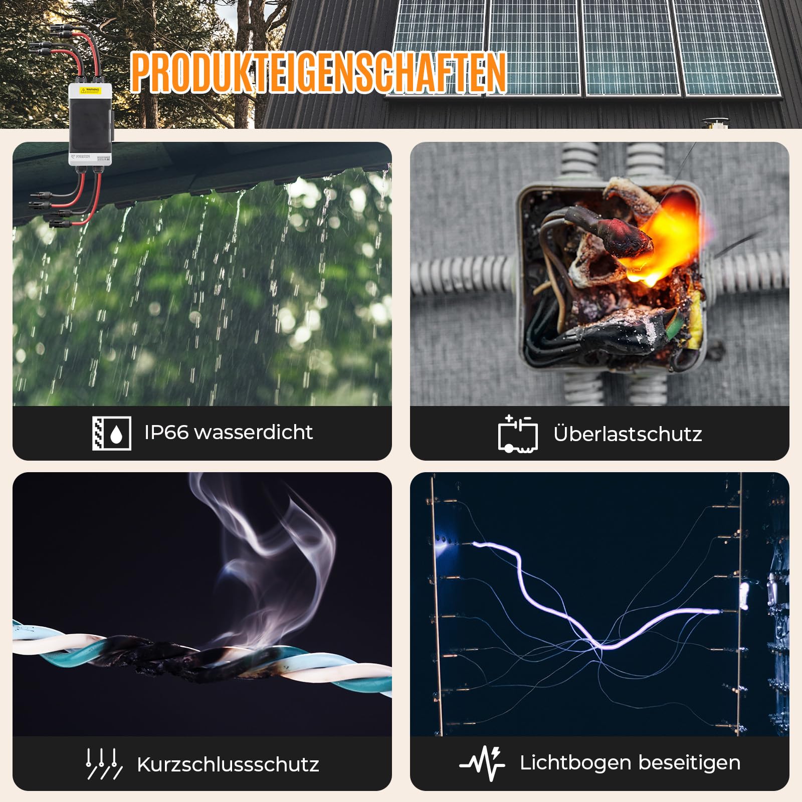 Solar PV Trennschalter 10A 400V DC/AC Miniatur Leistungsschalter 4mm² Solarstecker Kabel Wasserdichtem Gehäuse