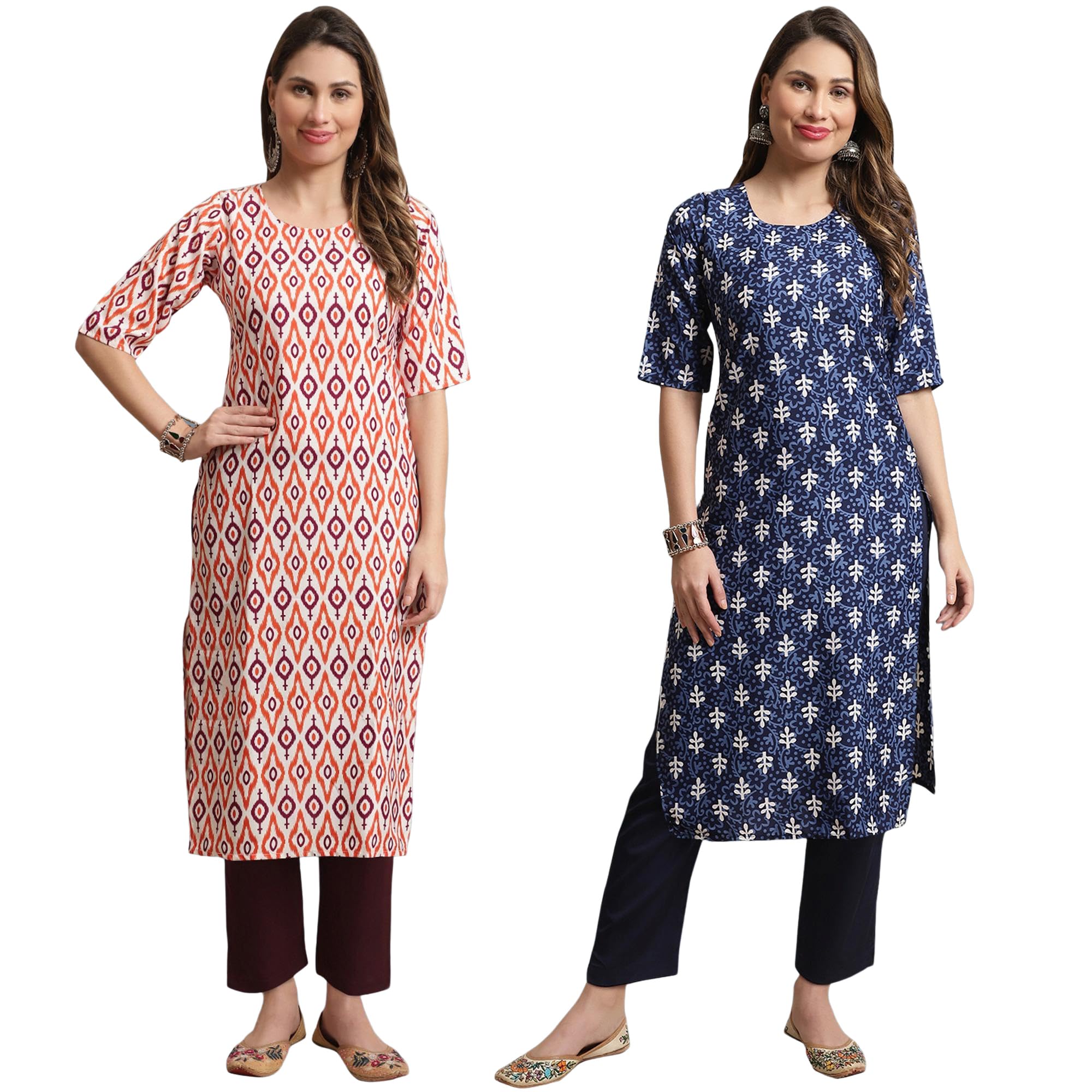 Tee Projekt Crepe Printed Kurti & Pant Set For Women Ethnic Wear Casual Wear Kurta Set