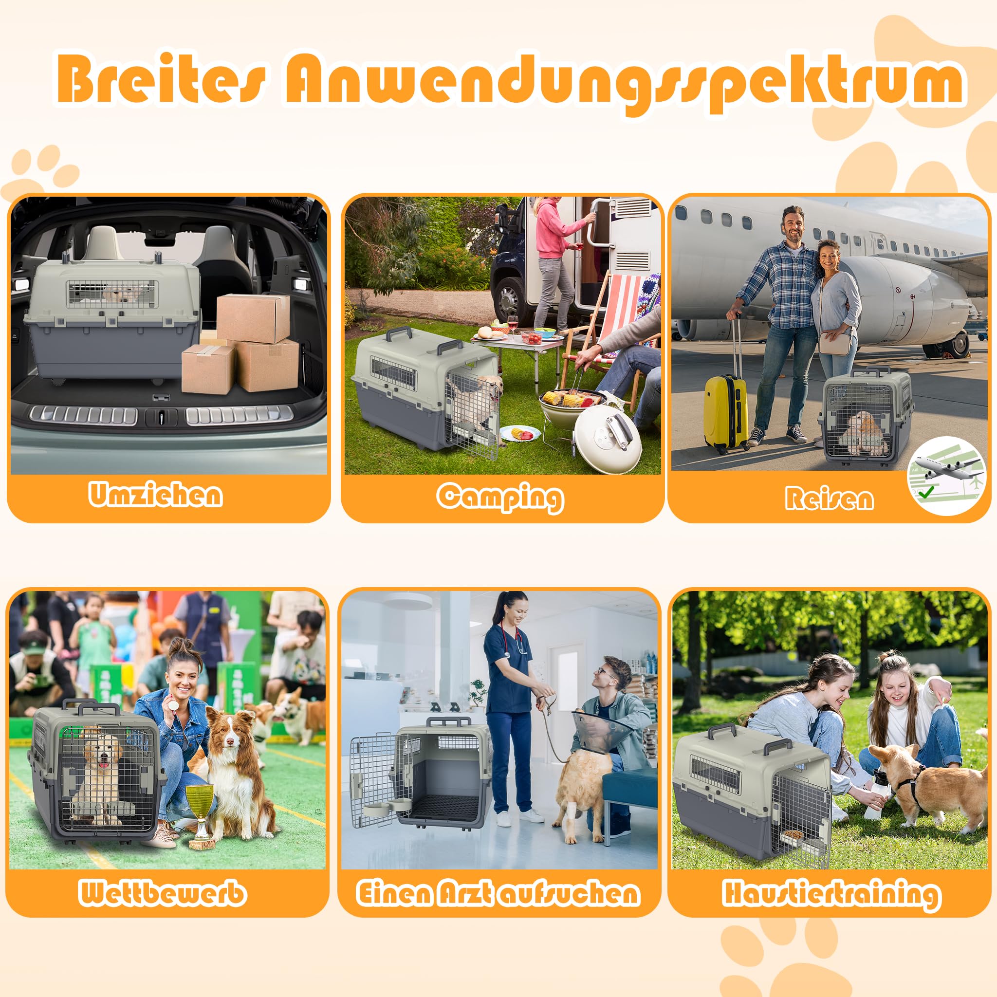 FIVMEN Caja de transporte para perros, 80 x 57 x 70 cm, con ruedas y ventanas de hierro, puertas, transportador de animales, avión, coche, viaje y transporte