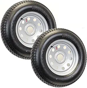 eCustomrim 2-Pack Trailer Tire Rim ST205/75D15 F78-15 205/75-15 Load Range C 5 Lug Silver Modular - 2 Year Warranty w/Free Roadside