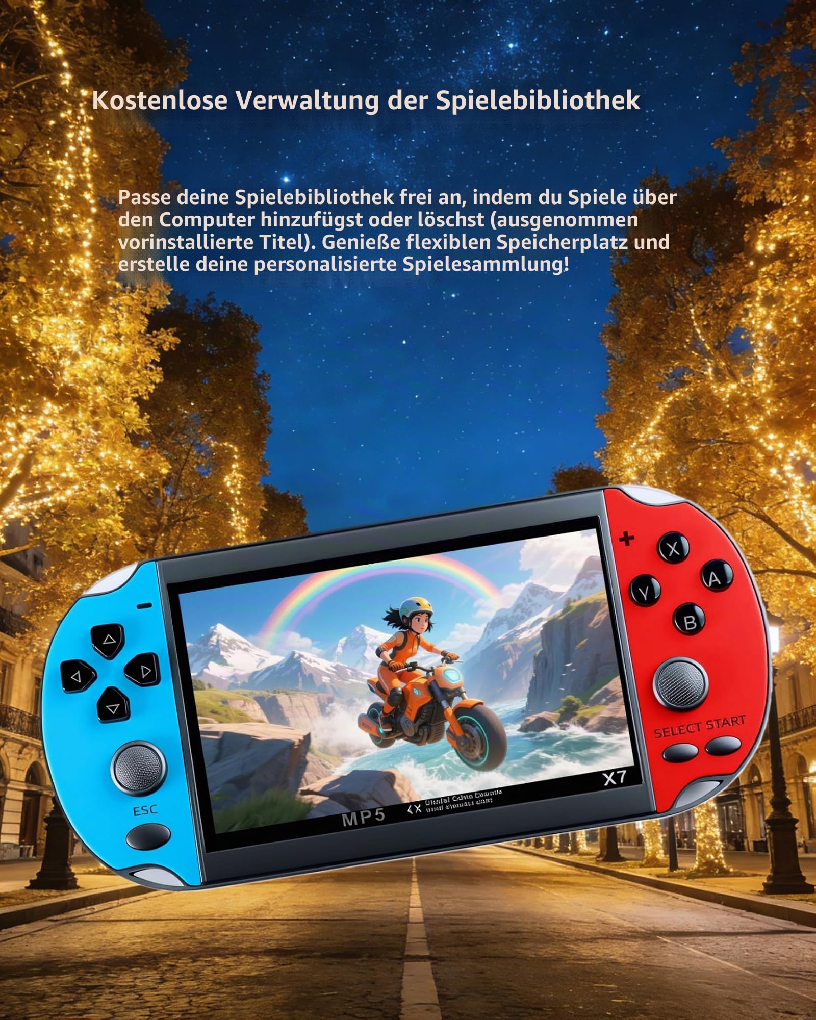 Handheld-Videospielkonsole mit 4,3"-IPS-Bildschirm – vorinstallierte Spiele, klassisches Spielsystem, TV-Ausgang, mit Akku. Klassischer Spielspaß für unterwegs und alle Altersgruppen.