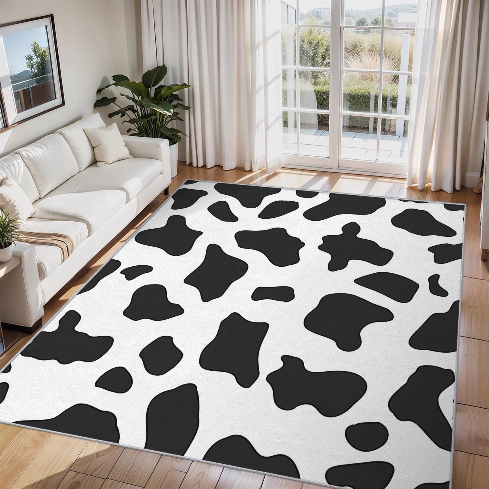 Tapis salon imprimé vache pour un nettoyage facile et moquette de chambre douce