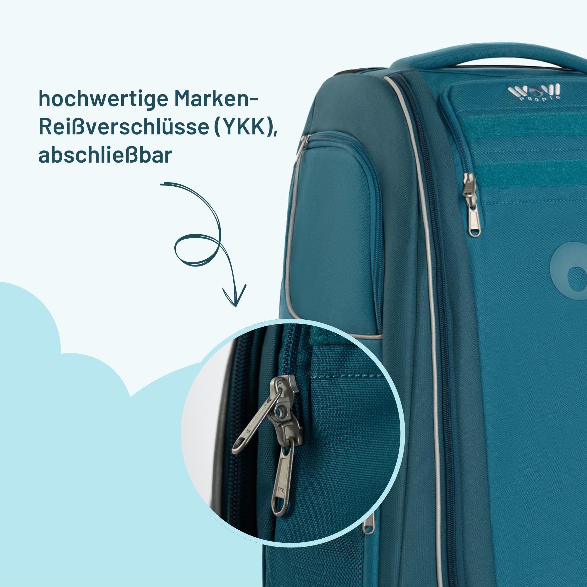 Kinder Schranktrolley Set – 3-in-1 Trolley, Rucksack und Kulturtasche – mit Rollen, höhenverstellbarem Griff, geräumig & modular – Praktischer Kindertrolley für Reisen & unterwegs (Petrol)