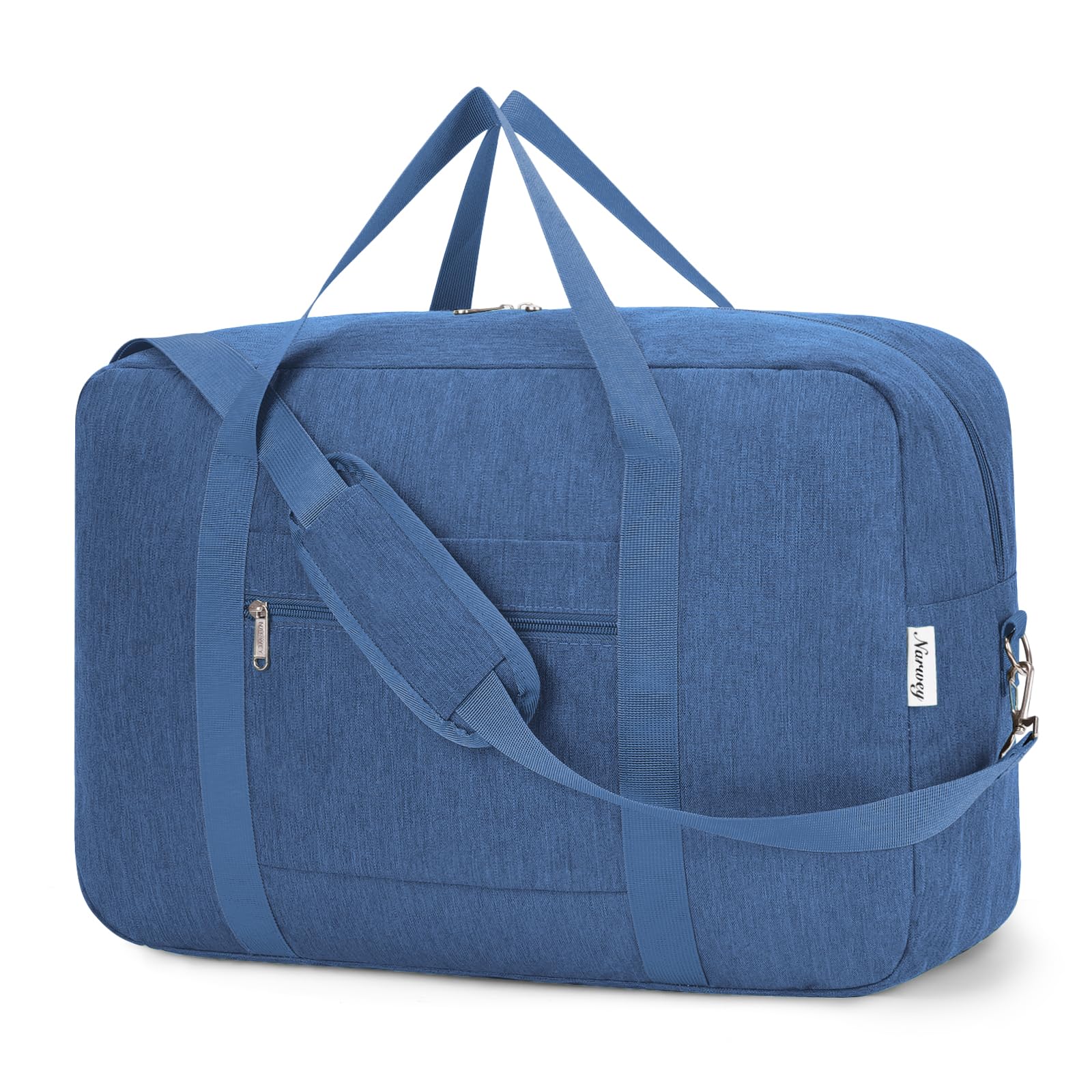 Carry on luaggage 22x14x9 Airlines Approved Foldable Carry on Bag Travel Duffel Packable Duffle Overnight for Women and Men 40L (Navy Blue)
