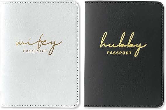 Hubby and Wifey Passport Wallet, Wedding Gifts for Couples 2025, Passport Holder for Travel, Bridal Shower Gifts for Vacation, Bride Gifts Honeymoon Travel Essentials