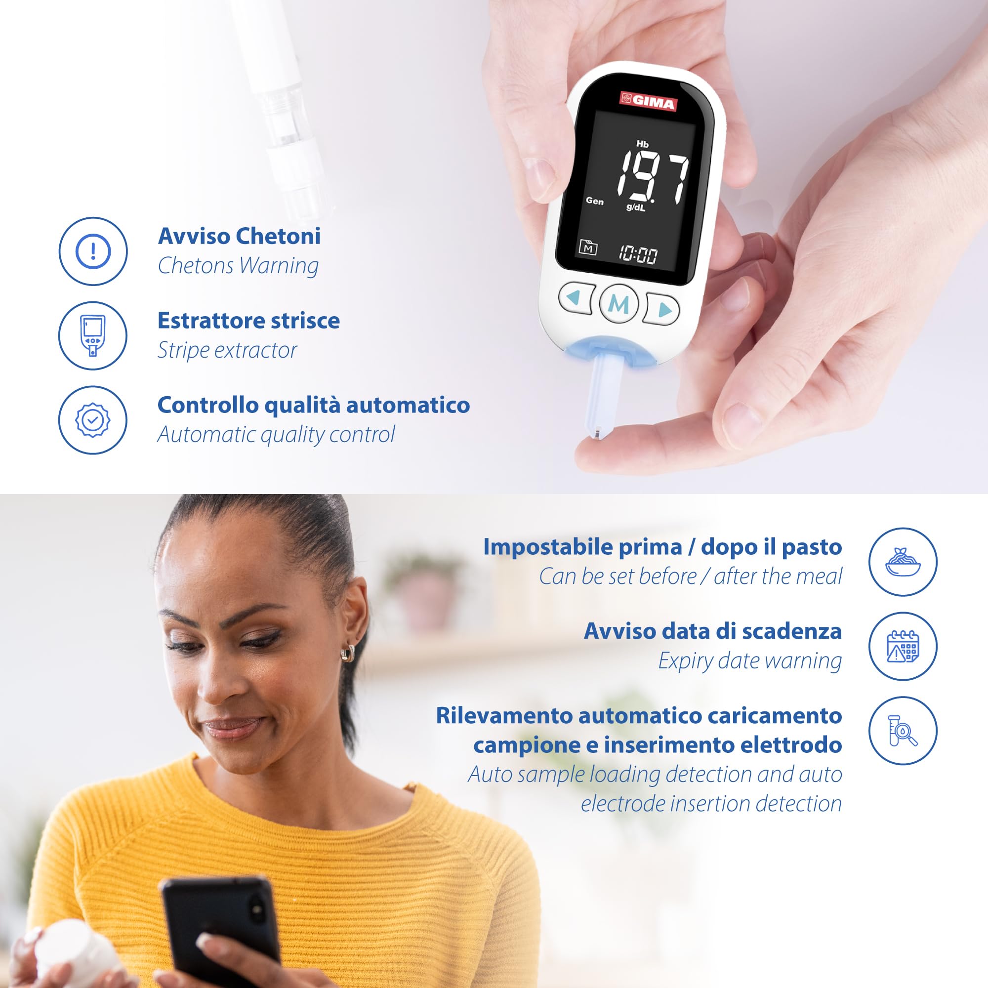 GIMA Monitor Multiparametrico GIMACARE con 6 Parametri per Fattori a Rischio, 24128