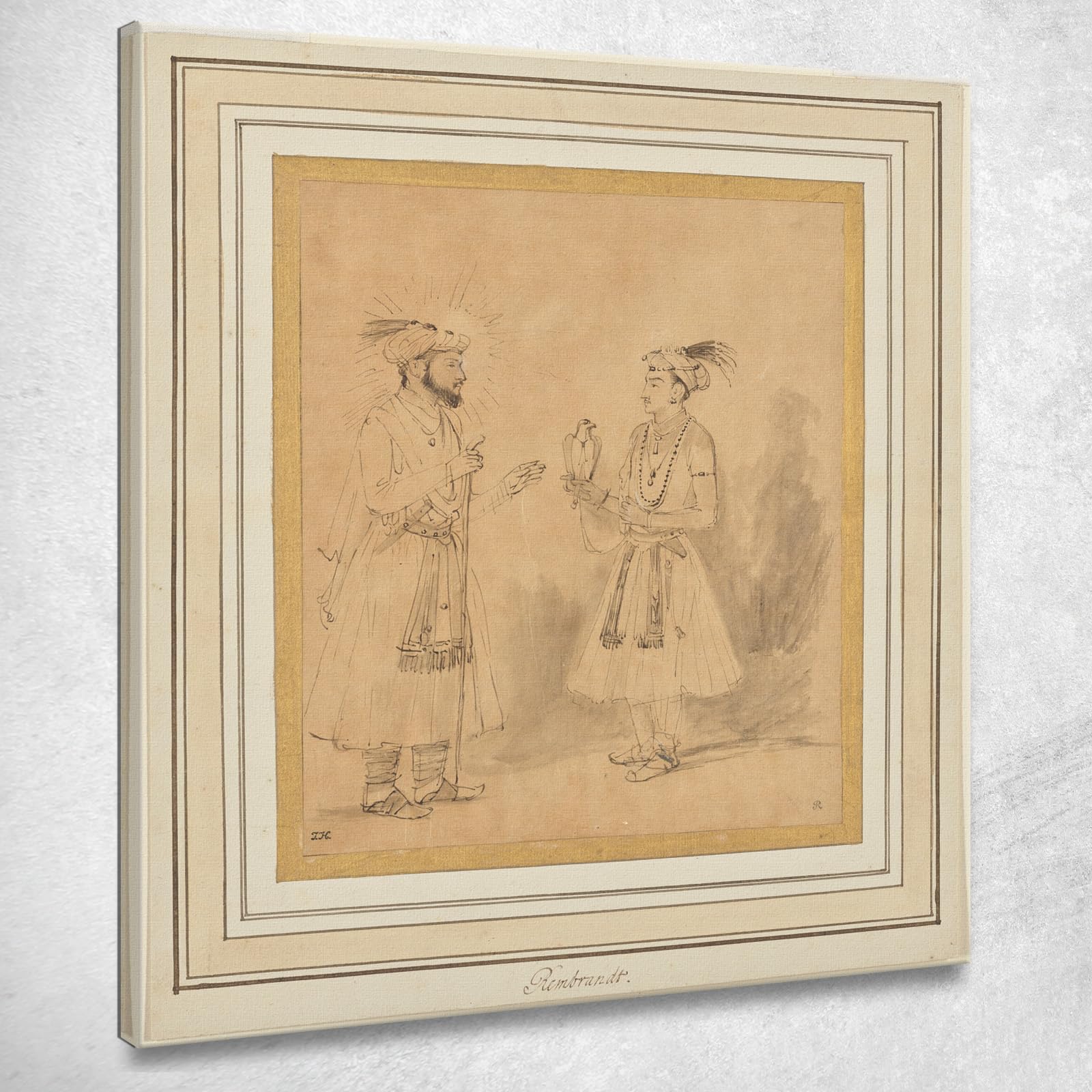 Tableau toile Rembrandt Shah Jahan DARA Shikoh pour créer un coin lecture