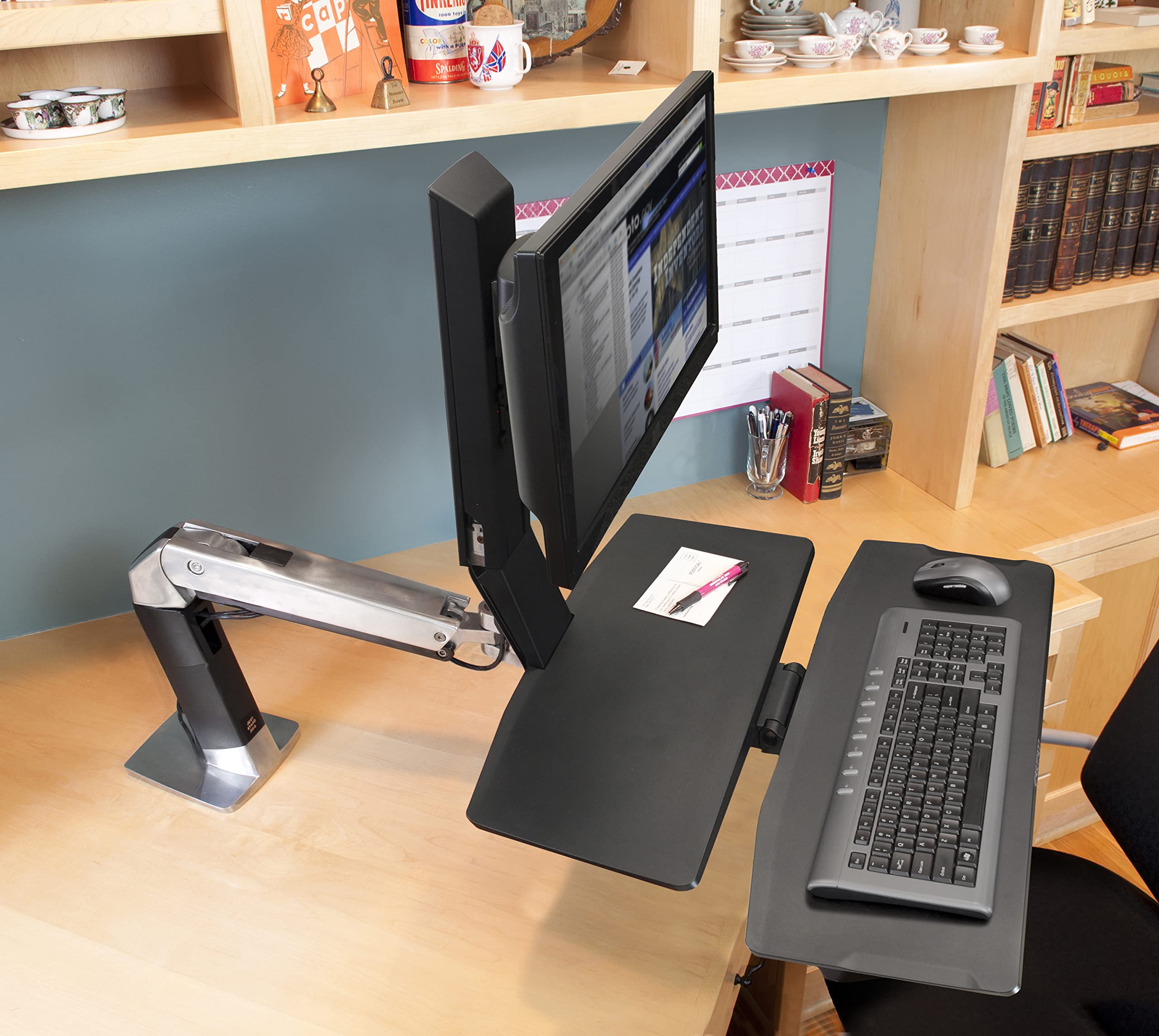 Ergotron WorkFit-A LD Single Monitor Standing Desk Converter Sit-Stand Workstation for Tabletops 5 to 15 lbs Level Keyboard — view 5