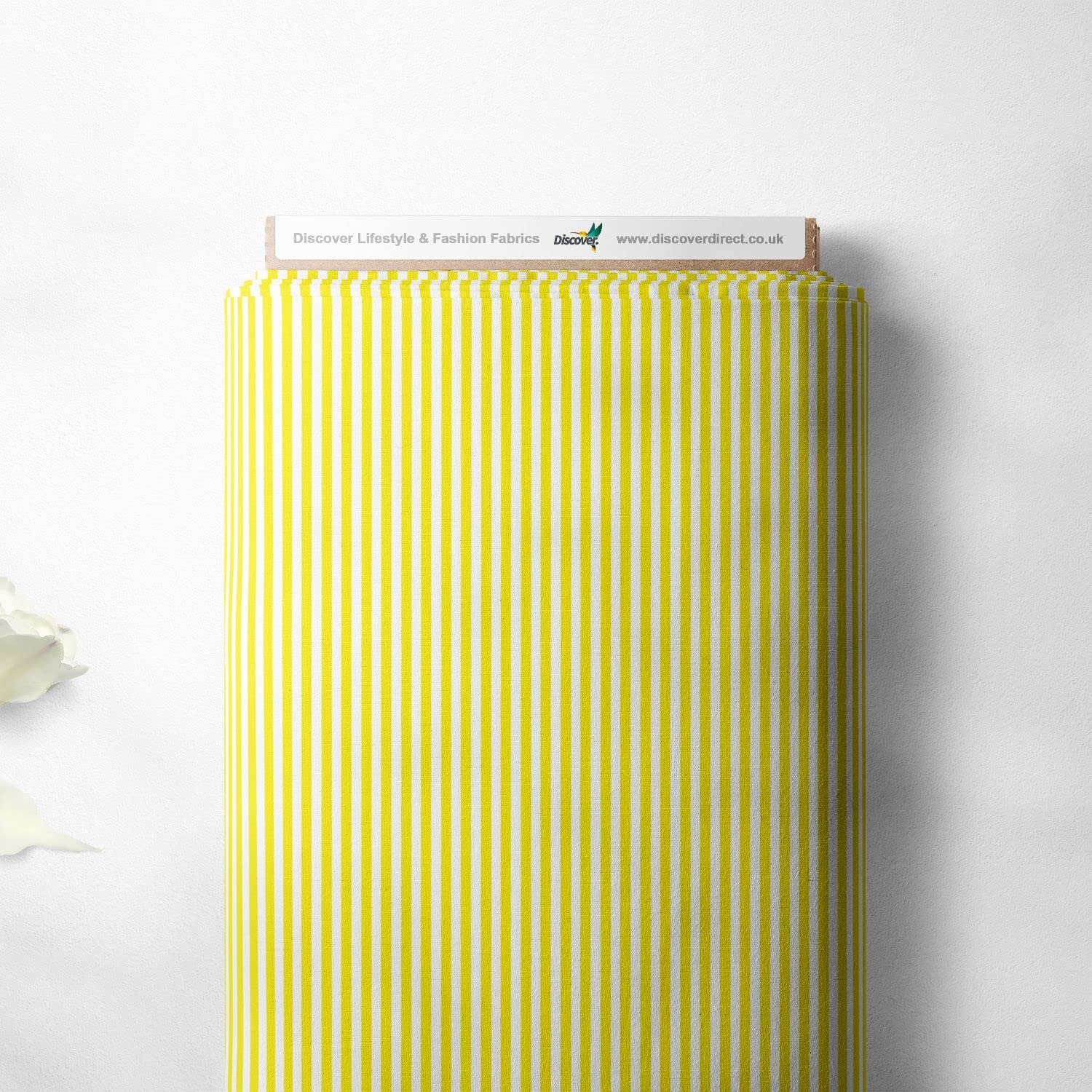 100% Cotton Candy Stripe Lines Design Children Kids Craft Quality Fabric Material | 55" - 140 cm Wide (Per Half Metre, Yellow)