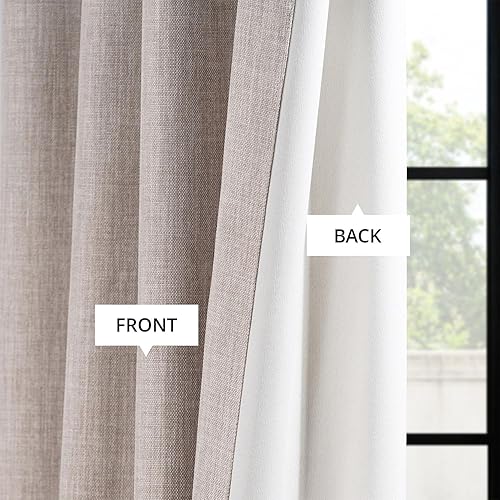 Miniatura 6 de HPD Half Price Drapes - Cortinas de lino sintético texturizado para oscurecer la habitación, dormitorio, sala de estar, 1 panel de 50 pulg de ancho