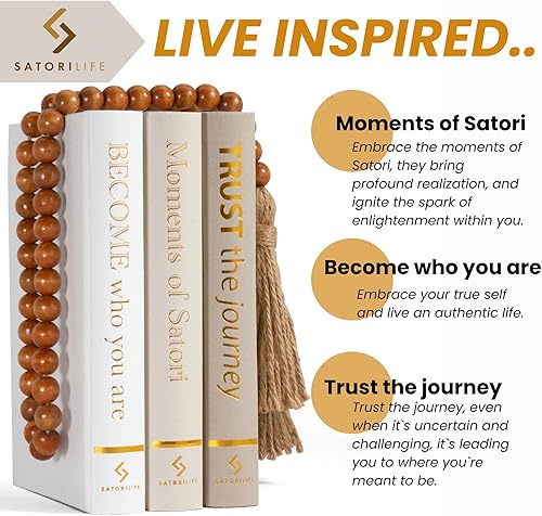 Miniatura 2 de Libros decorativos con impresión de lámina dorada, guirnalda de cuentas de madera y cordel, juego de 3, libros de imitación neutros para decoración