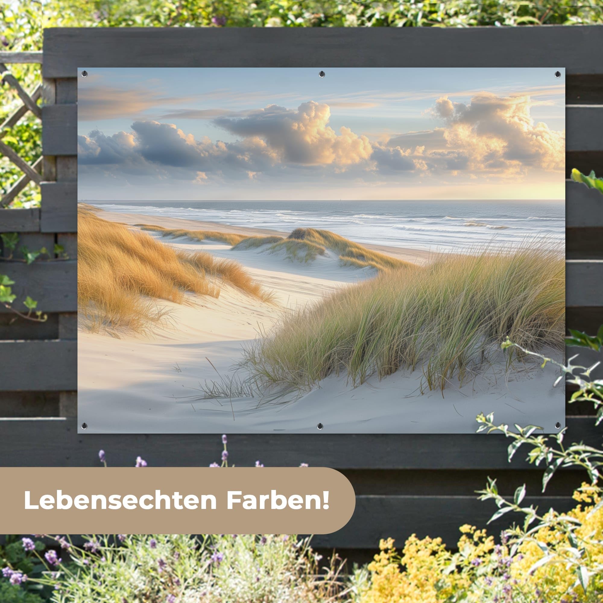 MuchoWow© Gartenposter Outdoor Bilder Gartendeko für draußen Wetterfest | 160x120 cm - Garten Deko Terrasendeko Banner Draußen Bild Dekoration Strand - Dünen - Borstgrasrasen - Wattenmeer