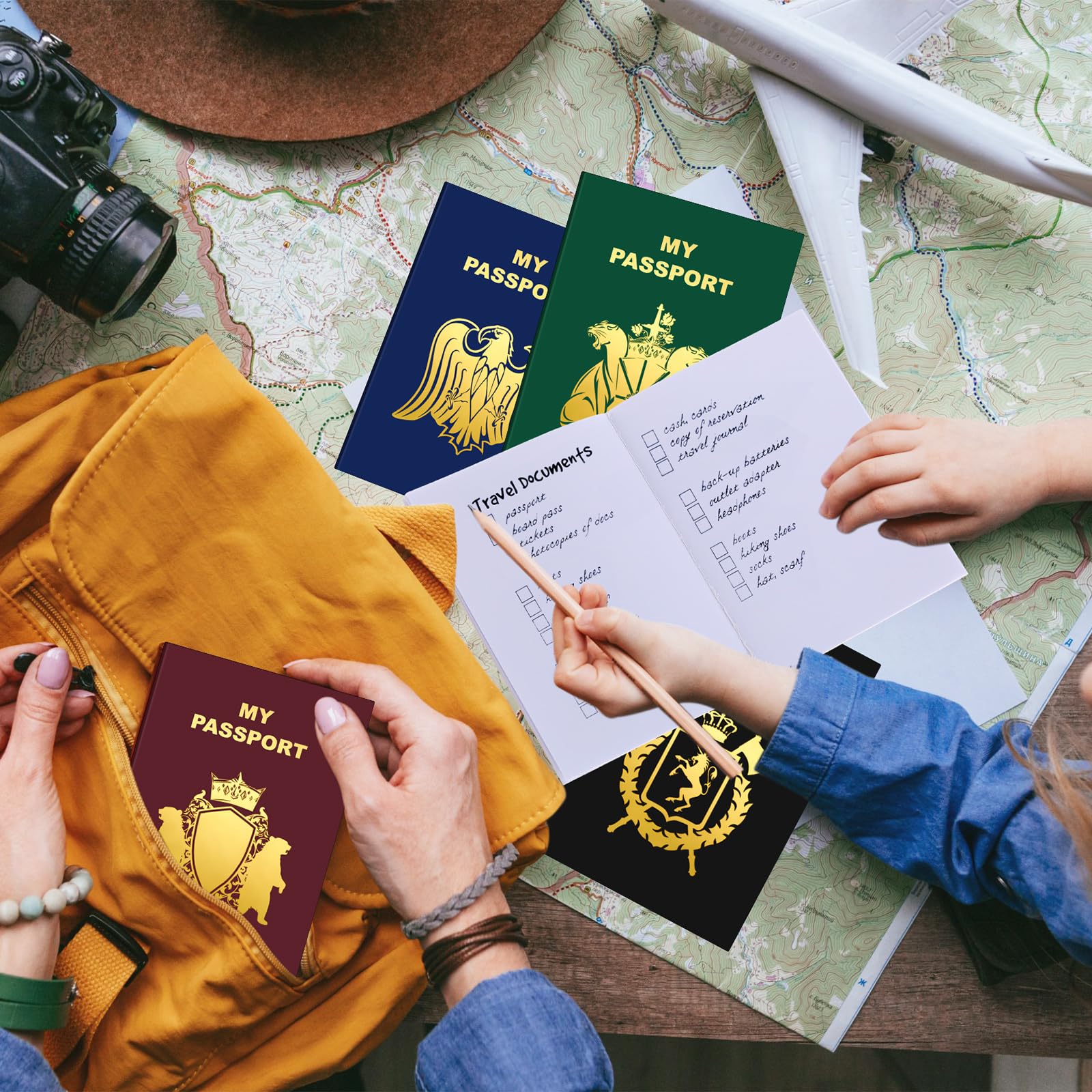 Lincia 48 quaderni vuoti per passaporto per bambini, diario di viaggio per passaporto, libri da colorare per viaggi, aereo, attività in classe, progetti scolastici, bomboniere