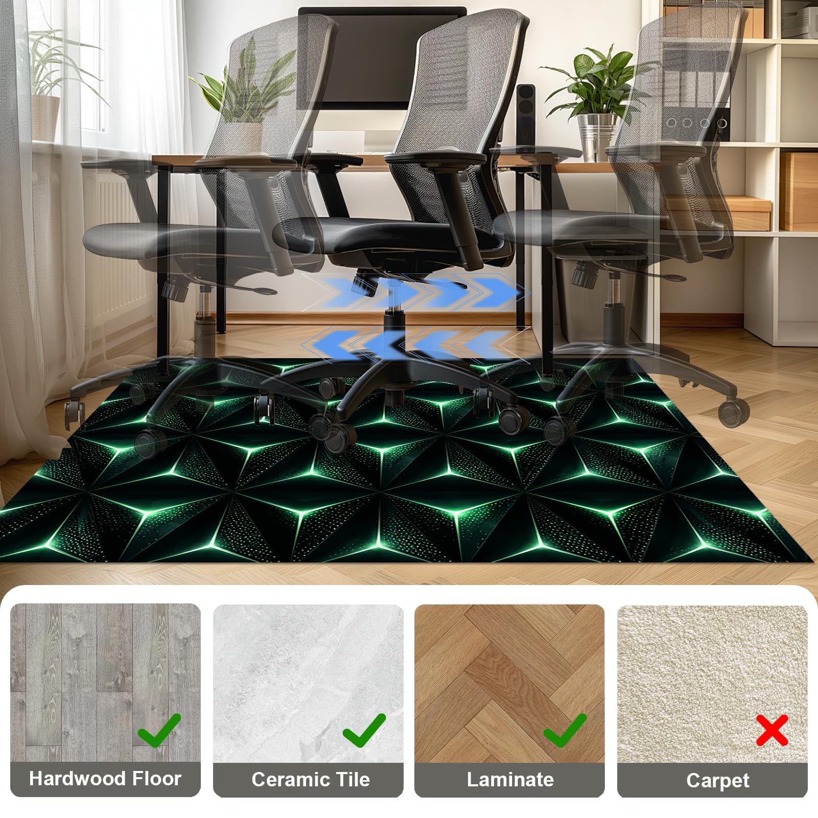 Tapis de Chaise de Bureau Gaming Tapis Protège-Sol 140 x 180 cm