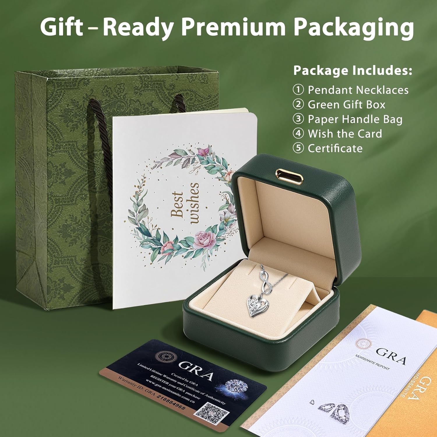 Moissanite Necklace for Women, 925 Sterling Silver Heart Necklace Engraved with 'I LOVE YOU', 1-3 Carat Moissanite Pendant | Anniversary Present for Wife | Birthday Gift for Women/Girlfriend - Image 6