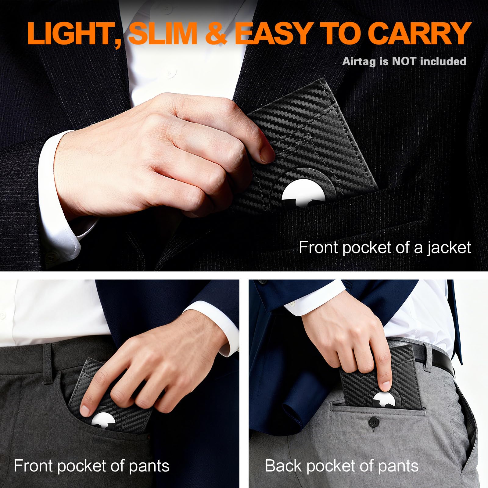 Wallet for Men Slim RFID Blocking Bifold Carbon Fiber,Minimalist Small Compact Front Pocket Credit Card Holder,Thin Mens Leather Wallets Smart Security With 2 ID Windows 1 Cash,Birthday Gifts for Men