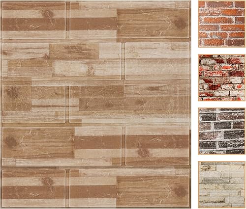 WAPANE Papel tapiz de ladrillo 3D, 20 paneles de pared 3D autoadhesivos, papel tapiz extraíble, impermeable, espuma de polietileno, pintable, para