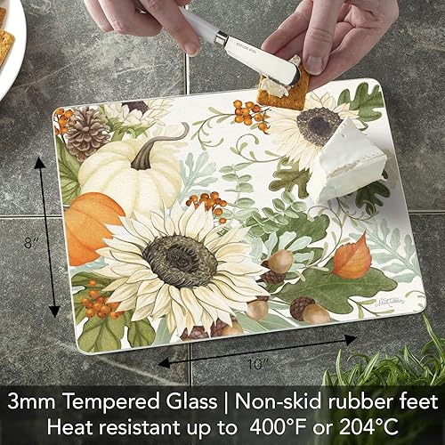 Miniatura 7 de CounterArt Tabla de cortar de vidrio templado resistente al calor decorativa para otoño de 10 x 8 pulgadas, fabricada en los Estados Unidos apta