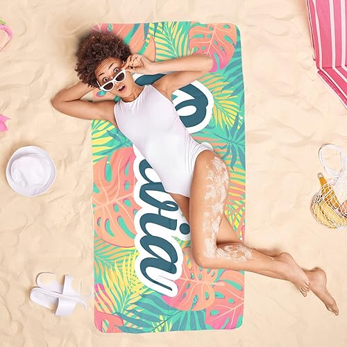 Miniatura 7 de Dipopizt Toalla de playa personalizada para adultos y niños con bolsa, toallas de playa personalizadas absorbentes de secado rápido, toalla de playa