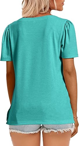 Miniatura 3 de JomeDesign Camisetas casuales de verano para mujer, manga corta, cuello redondo, manga abombada