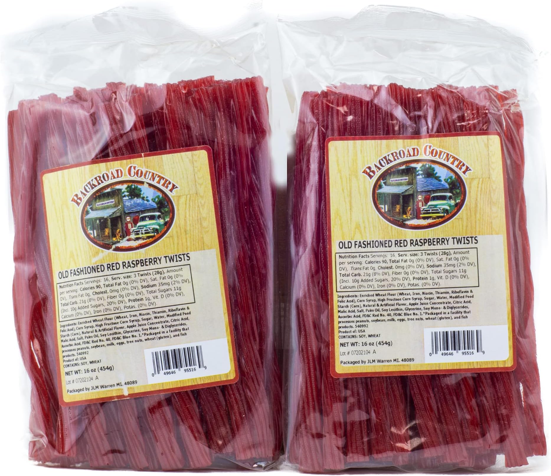 Old Fashioned Red Raspberry Twists - Licorice Candy - Made in the USA - 16 OZ (Pack of 2)