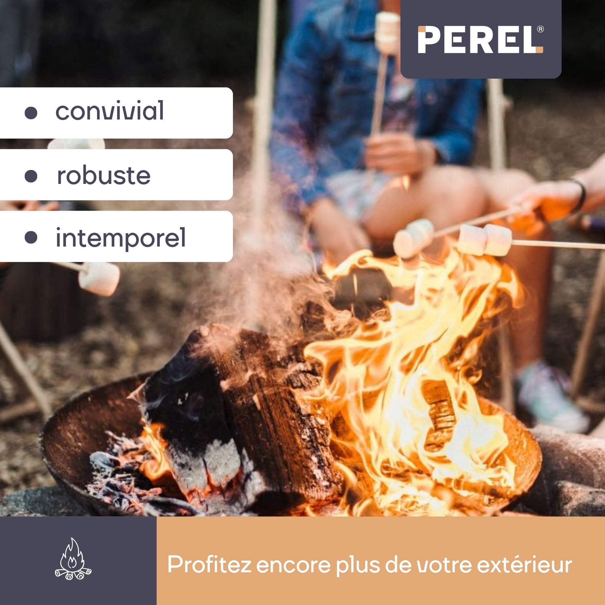 Perel Brasero, avec Support, 3 Pieds, Rond, 26 x Ø 56 cm, Fonte, Noir
