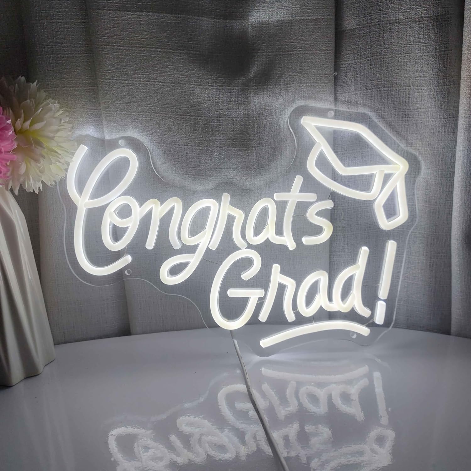 Congrats Grad Neon Sign Congrats Neon Signs for Wall Decor, Congrats Grad Sign Congratulations Sign Congrats Grad Led Sign for Backdrop Congratulations Backdrop Graduation