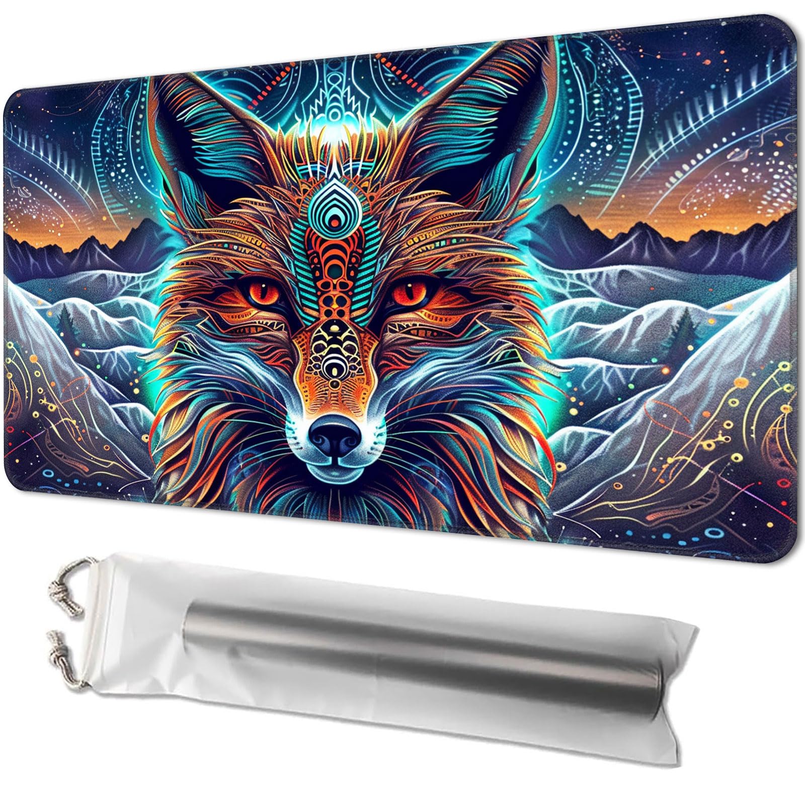 Playmat for TCG, with Free Storage Bags, Game Mat 24 x 14 inches, MTG and Board Game Mat for Cards, Ideal for Card Game Enthusiasts, Beautiful Fox — image 1