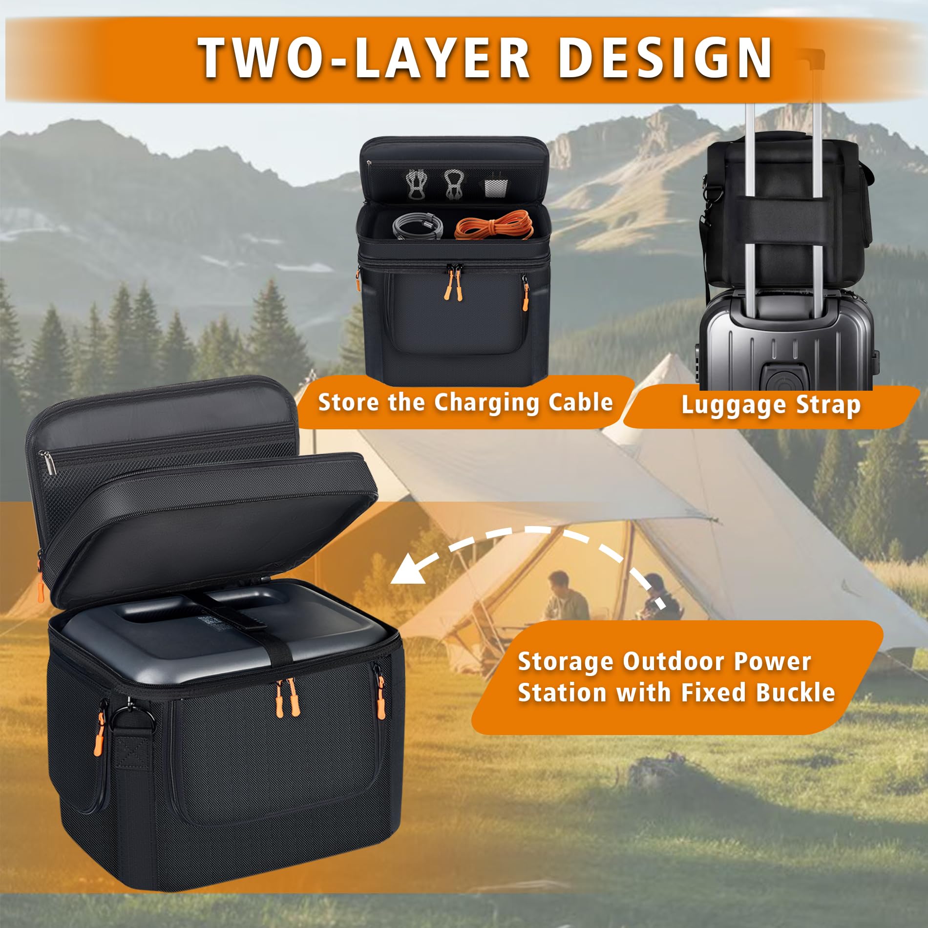 Portable Carrying Bag Compatible with BLUETTI Elite 100 V2/AC70/AC70P& Jackery Explorer 1000 V2/1000，Power Station Storage Case for Accessories & Solar Generator，Adjustable Shoulder Strap（Only Bag） - 4