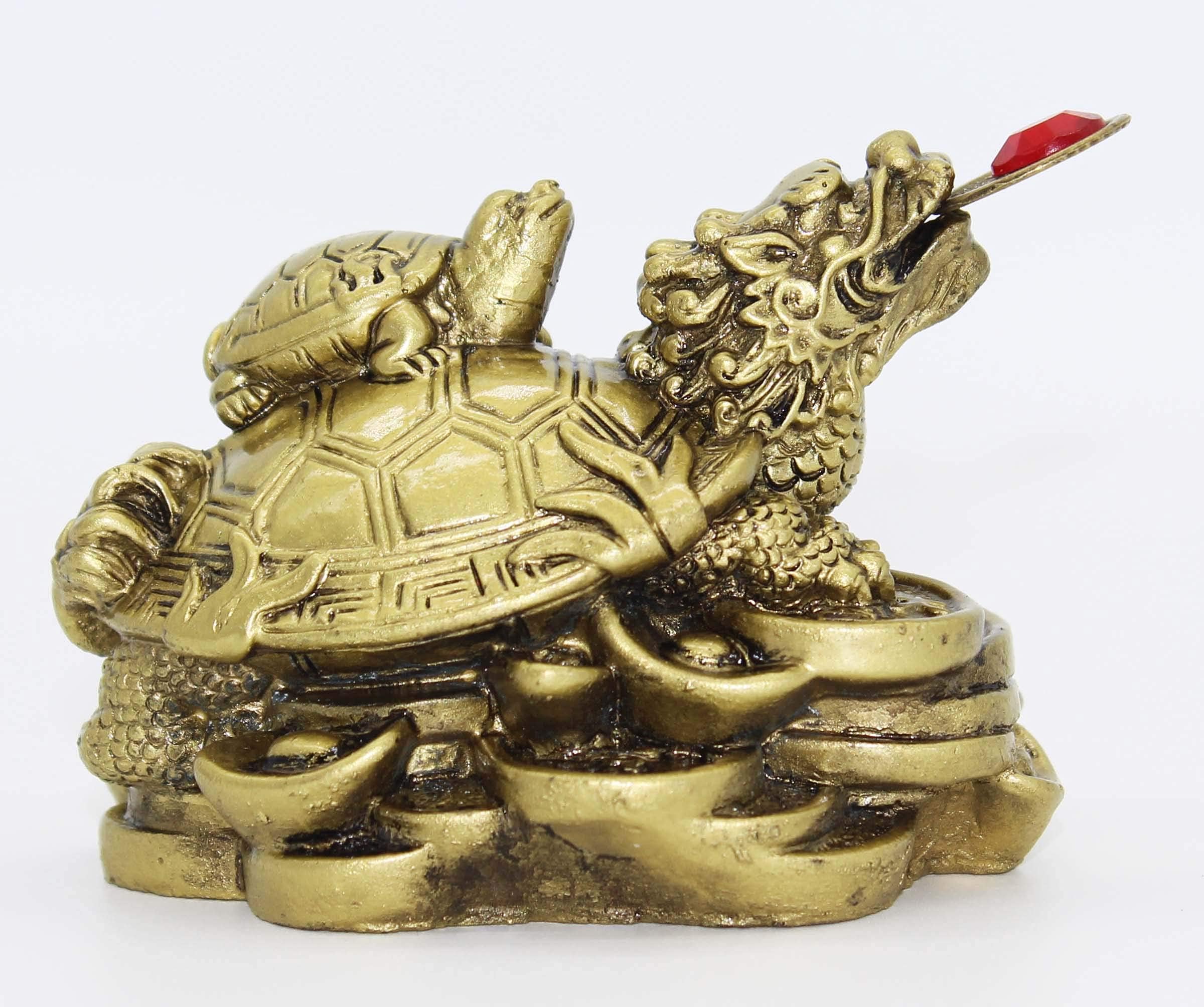Mose Cafolo Feng Shui Dragon Turtle Wealth Protection Brass Statue Figurine Housewarming Congratulatory Paperweights Gift Home Decor