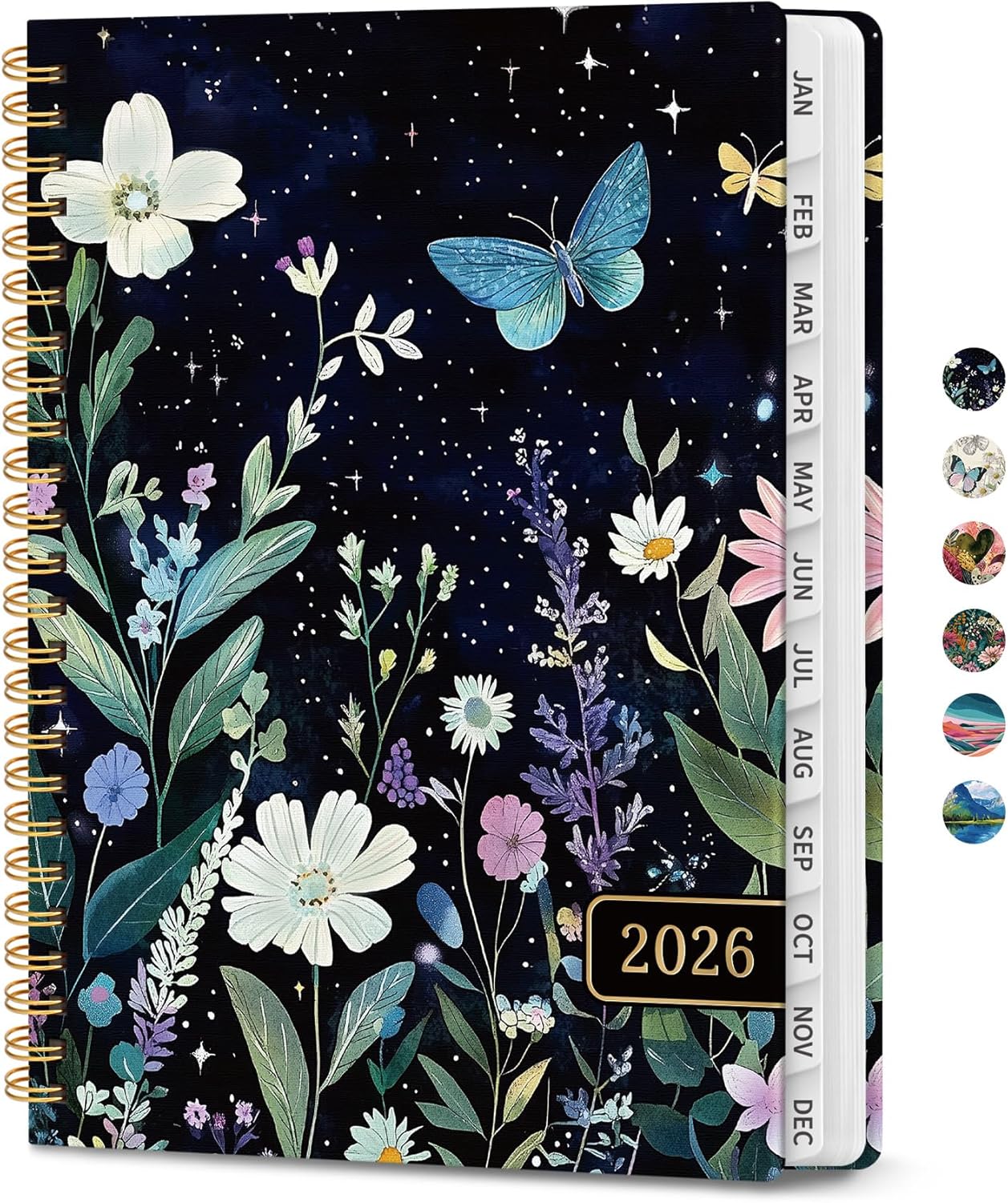 2026 Planner, Weekly and Monthly Planner for Women, January 2026 to December 2026, Pretty Hardcover 2026 Calendar Planner Book with Tabs, Inner Pocket, Spiral Bound, Perfect Office Home School Supplies - 6.3 x 8.5, Celestial
