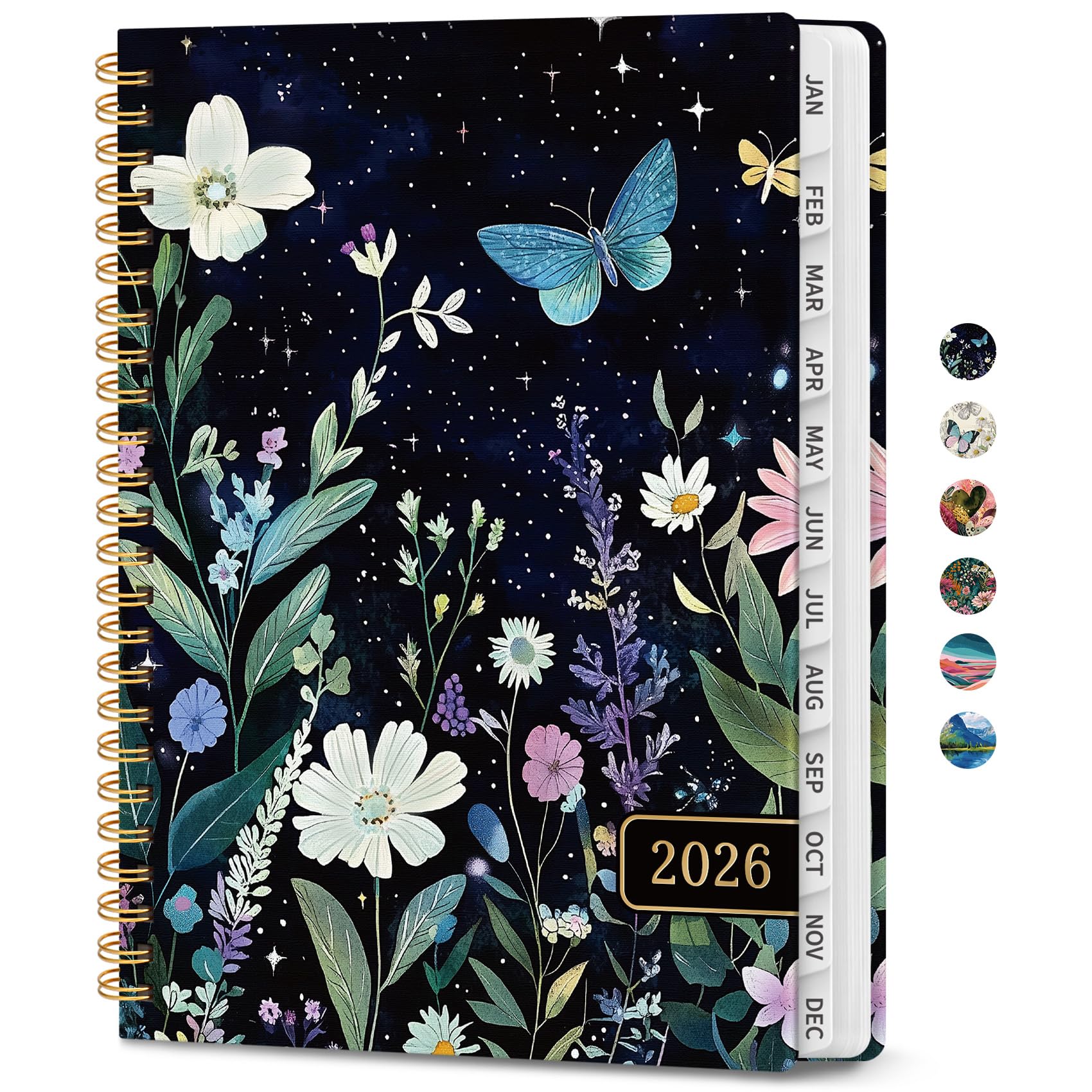 2026 Planner, Weekly and Monthly Planner for Women, January 2026 to December 2026, Pretty Hardcover 2026 Calendar Planner Book with Tabs, Inner Pocket, Spiral Bound, Perfect Office Home School Supplies - 6.3" x 8.5", Celestial (6.3"x8.5") A5 A-Celestial