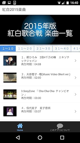 Red and White Singing Contest 2015 music list – vue 2
