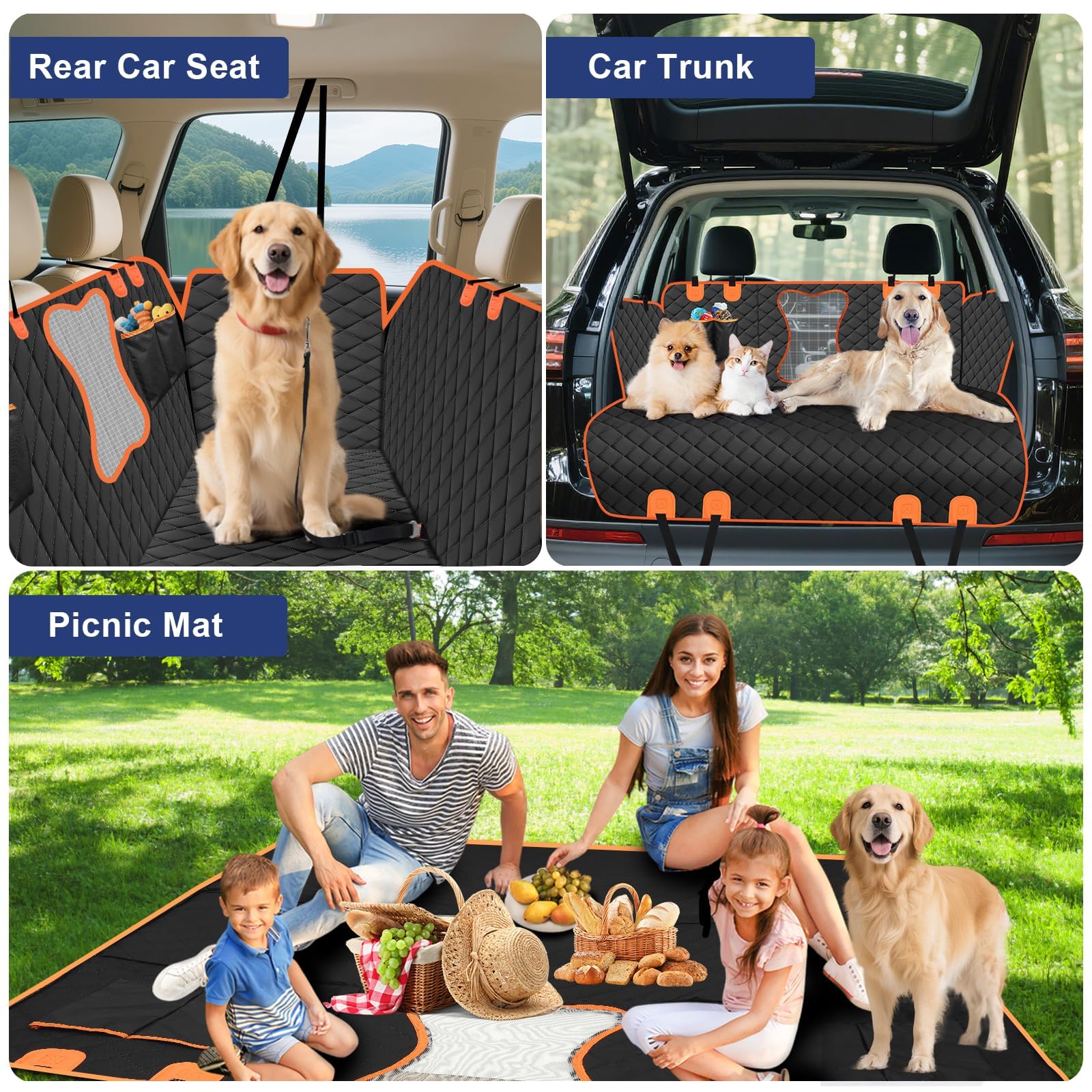 Funda de Coche Perros para Mercedes Benz C Class W/C205 Coupe 2015-2018 | Tejido Oxford 600D Antiarñazos: Material acolchado ultrarresistente que protege los asientos de garras, roturas y suciedad