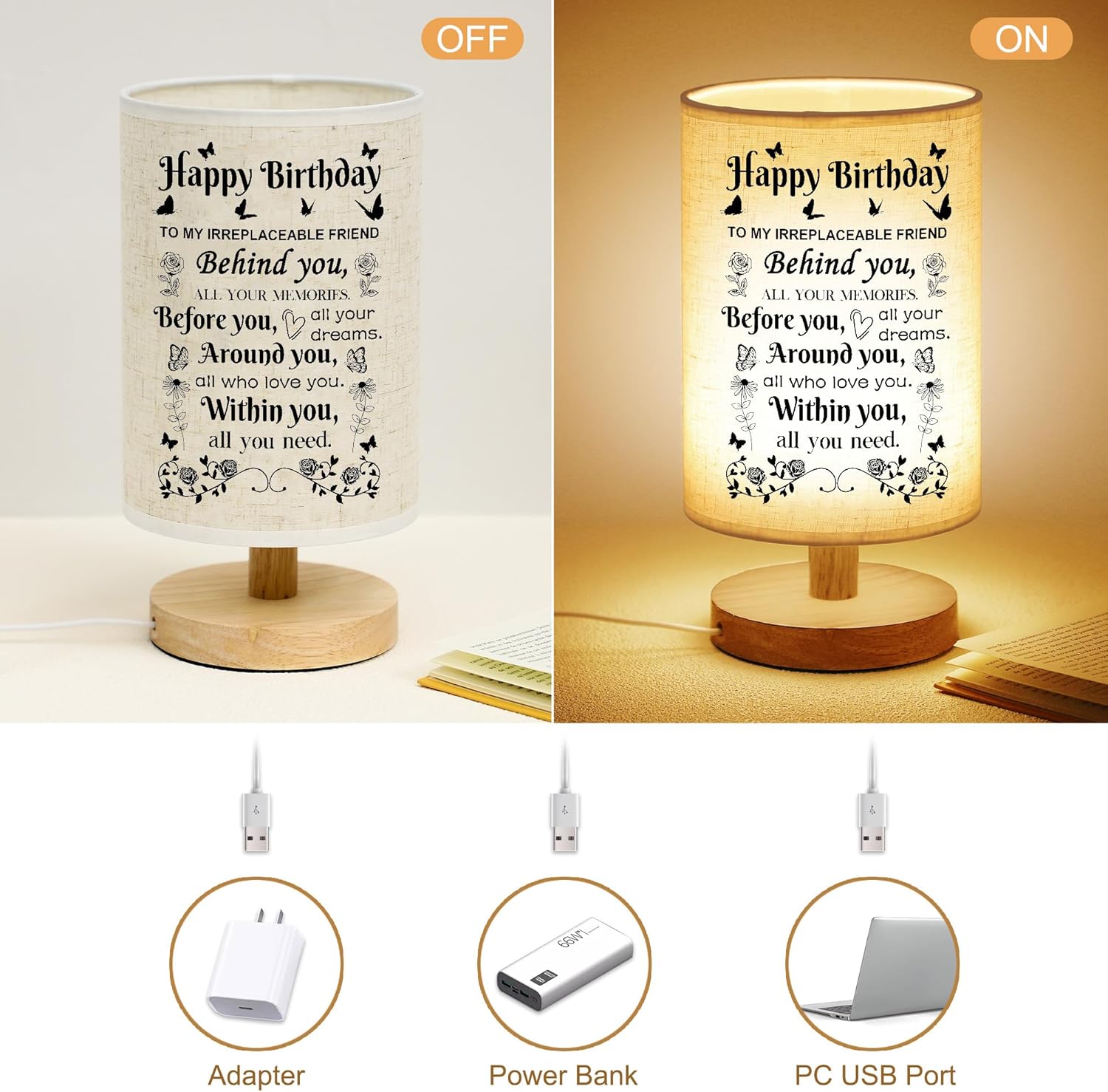 WSYEAR Birthday Gifts for Women, Happy Birthday Gifts for Best Friend Birthdays Gifts, Table Lamp for Sister Mom Wife Her Girlfriend Coworker Bestie