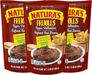 Natura's Refried Red Beans: Ready-to-Eat Vegetarian Frijoles Rojos, 13.4 oz Pouch Pack of 3 | Gluten-Free Vegan High Fiber Protein