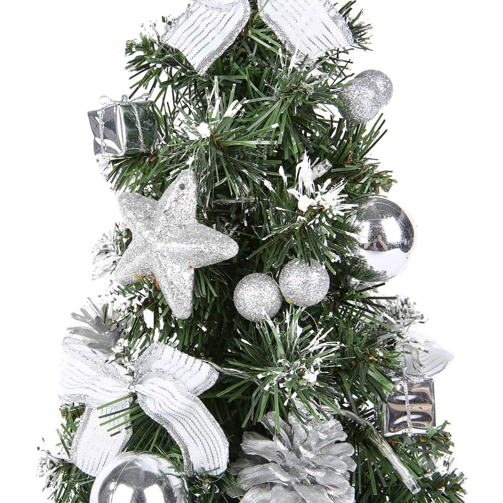 Albero Di Natale Da Tavolo 0,9m OasisCraft – Preilluminato Con 50 LED E Pigne, Base In Tessuto, 8 Modalità Luce - 4