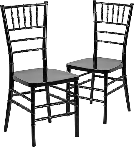 Flash Furniture HERCULES PREMIUM Series Silla apilable Chiavari de resina negra