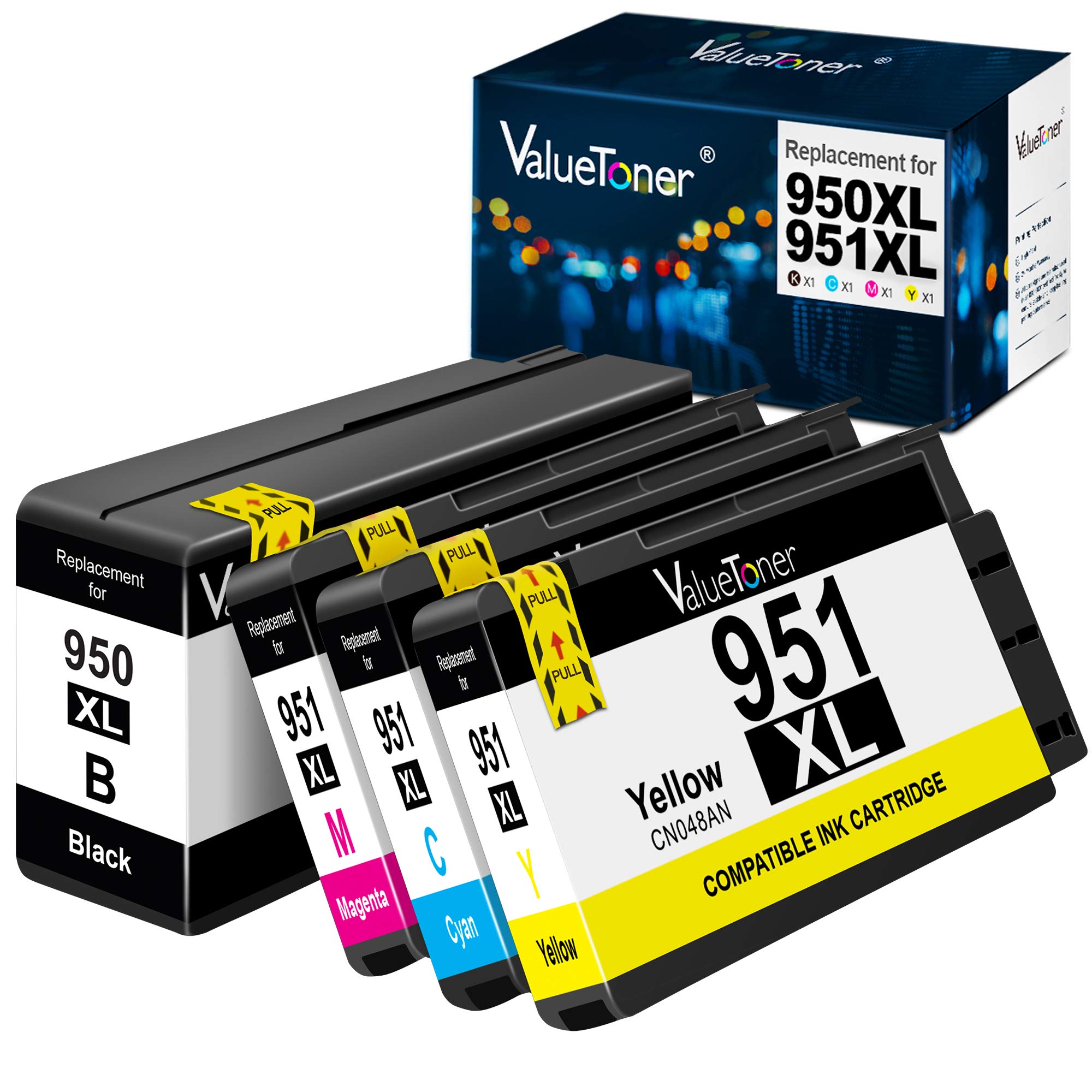 Valuetoner Compatible Ink Cartridge Replacement for HP 950XL 951XL 950 XL 951 XL for Officejet Pro 8600 8610 8100 8615 8620 8630 8660 251dw Printer 4 Pack Tray (1 Black,1 Cyan,1 Magenta,1 Yellow)