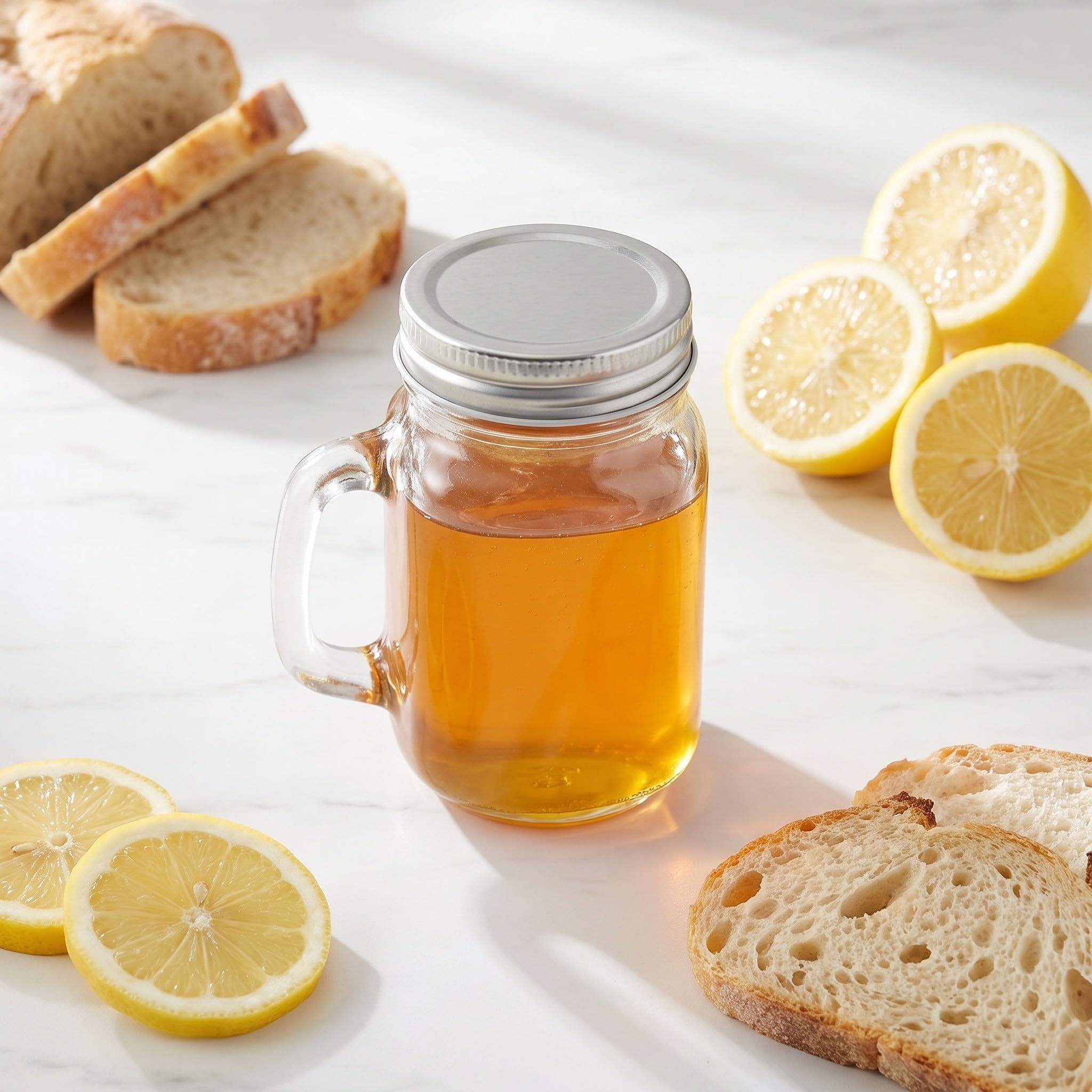 Lot de 8 bocaux en verre avec poignée et couvercle, tasses Mason