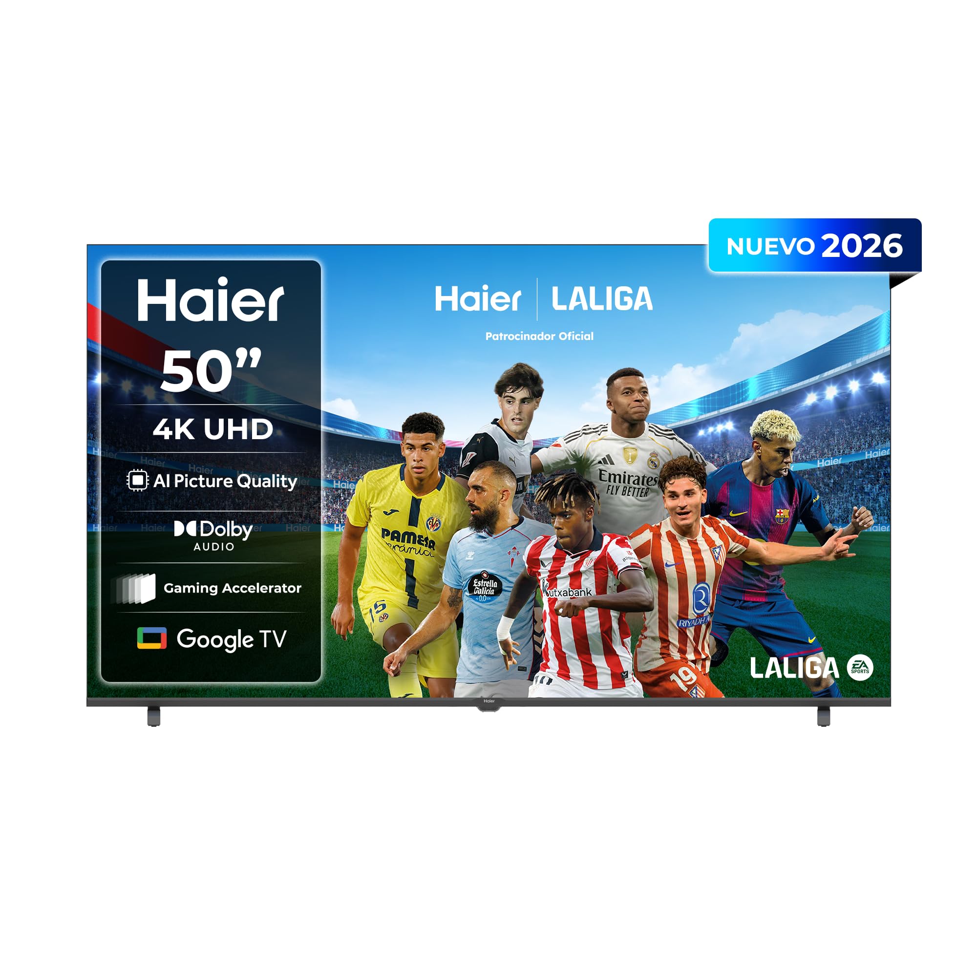 Haier K85 4K UHD 50" H50K85GUX, Smart TV con Google TV, Chromecast, Dolby Audio, HDR10, MEMC, AI Picture Quality, Bluetooth 5.1, Gaming Accelerator 120Hz, USB 2.0 x 2, DBX TV, HDMI 2.1 x 4 [2026]