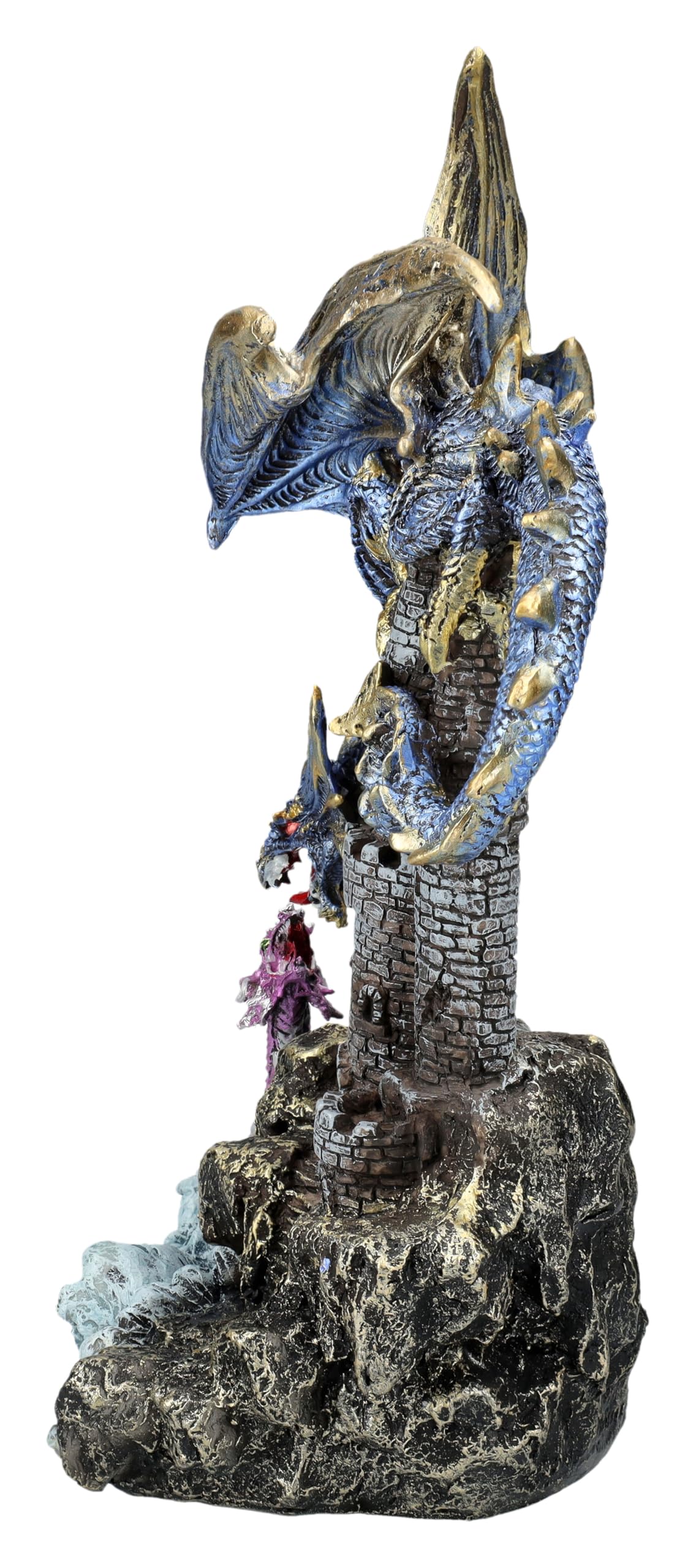 Figuren Shop GmbH Drachenfigur Wächterdrache gegen Seeschlange – Epische Fantasy Skulptur, 27 cm Höhe