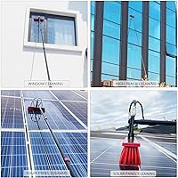 Vista 7 de Kit de cepillo de poste alimentado por agua de limpieza de ventanas con dispensador de jabón telescópico extensible panel solar herramienta de lavado