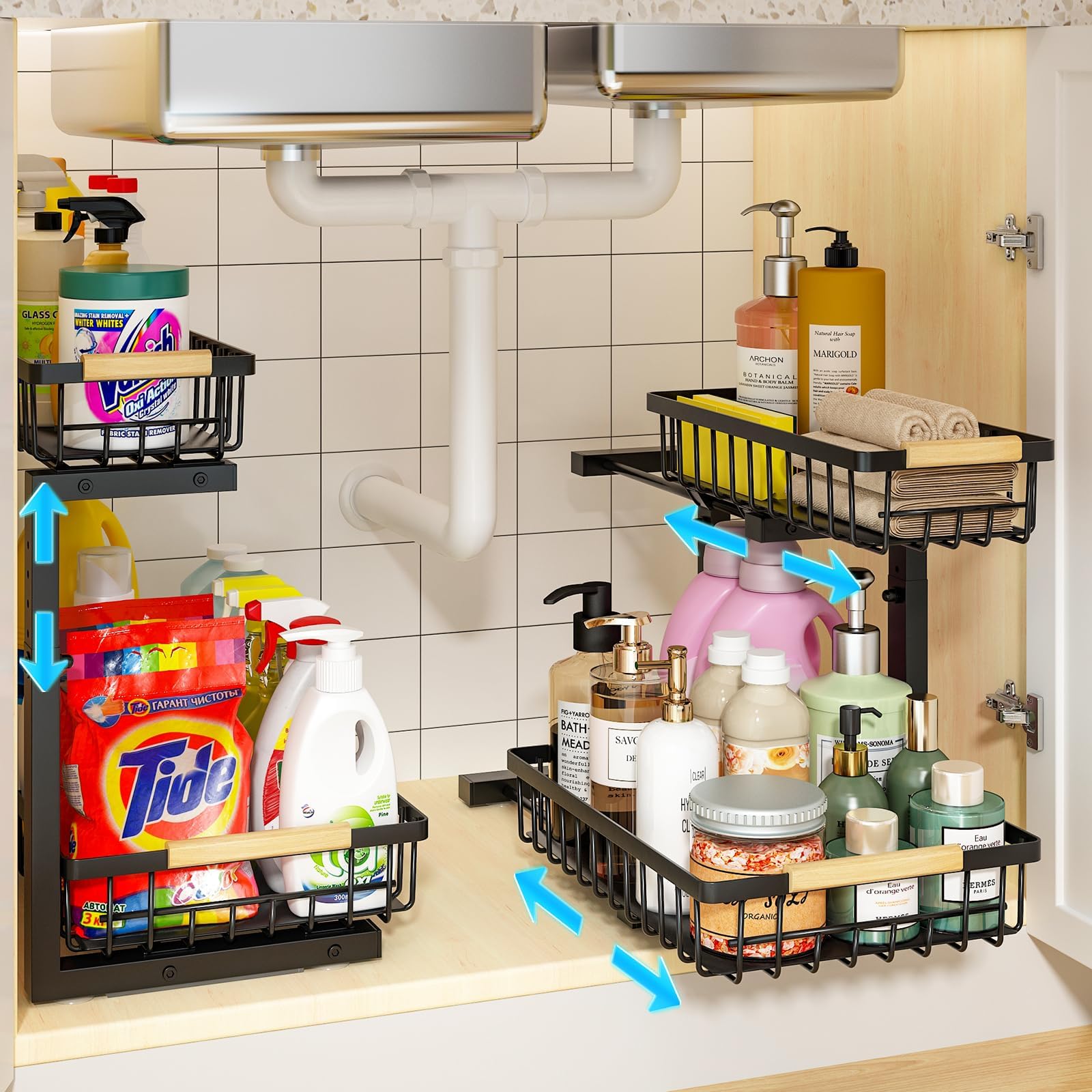 5 Heights Adjustable Under Sink Organizer