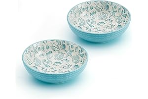 Pfaltzgraff Venice 8" Pasta Bowls - Teal and White