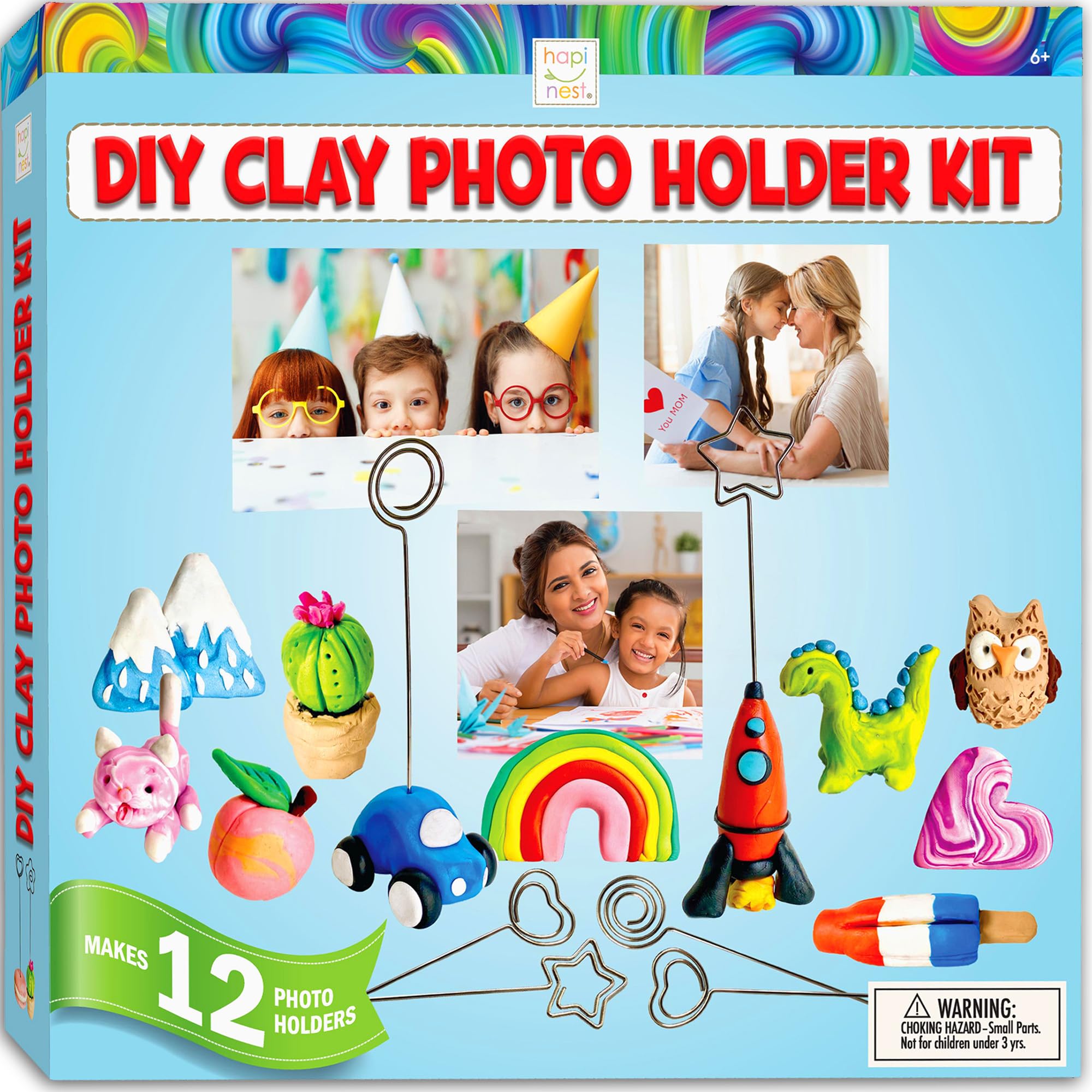 Hapinest DIY Clay Photo Holder Kit Arts and Crafts Gifts for Kids Girls Boys Tweens and Teens Ages 6 7 8 9 10 11 12 13 Years Old and Up - Makes 12 Photo Holders