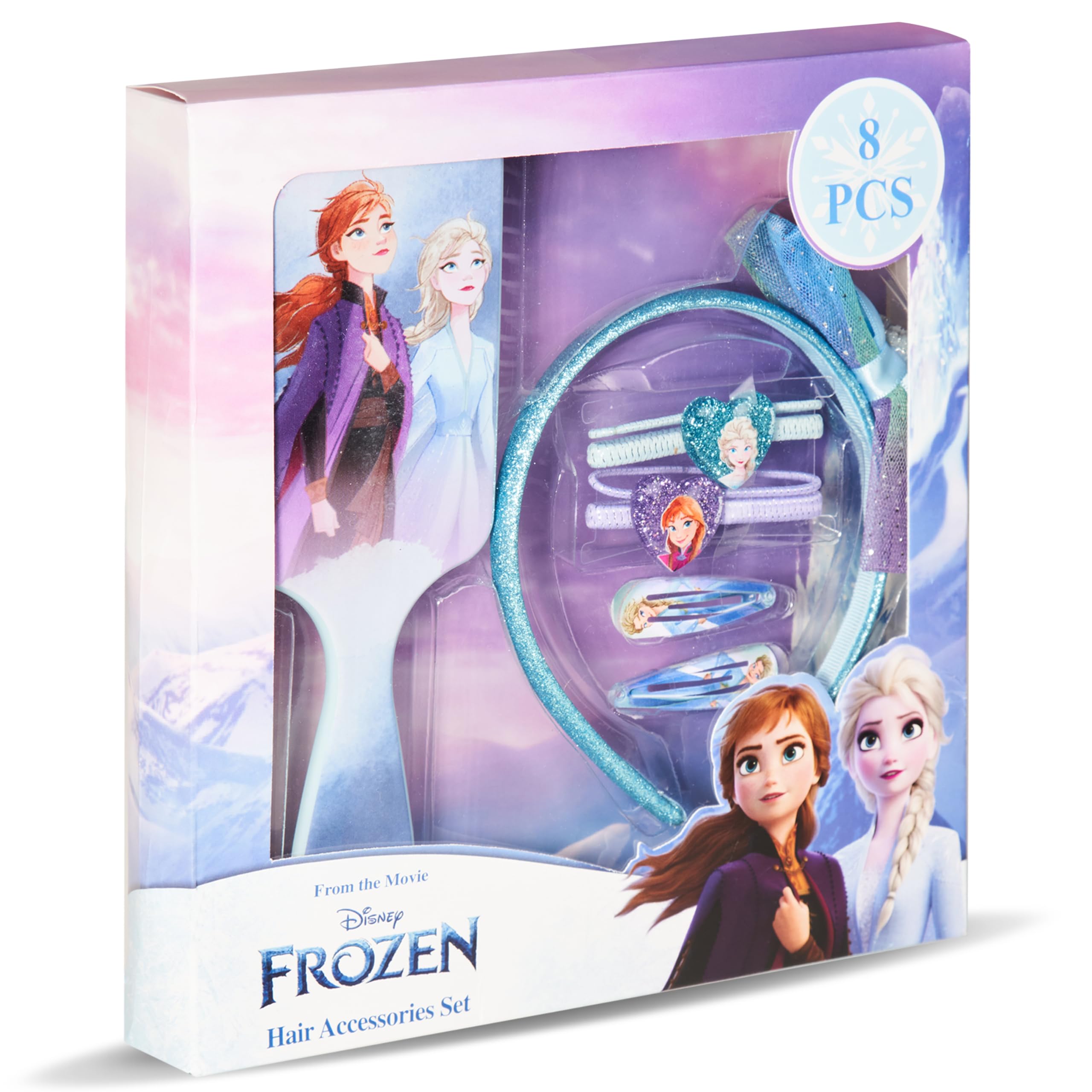 La Reine des Neiges - Elsa et Anna -Frozen - Kit Accessoires cheveux Disney officiel - Serre tête, Brosse à cheveux - Déguisement
