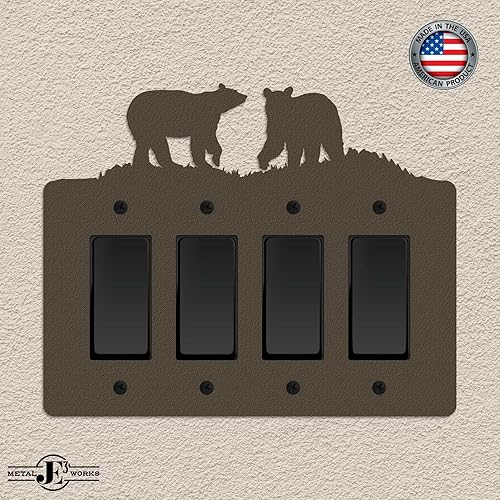 Miniatura 44 de Bear - Placa de pared para interruptor de luz (palanca simple, negro) - Fabricado en Estados Unidos Negro -,Marrón