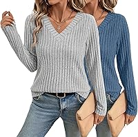 INNOVATOP Women's Long Sleeve V-Neck Tunic Sweater - Loose Fit Fall 2026 Tops for Casual Blouses & Outfits